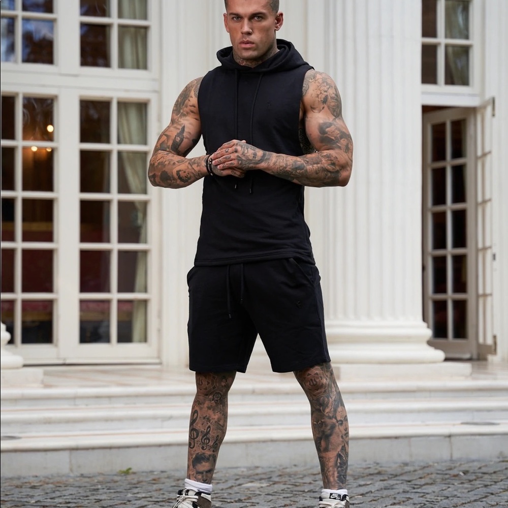 FATHER SONS SLEEVELESS BLACK GYM HOODIE - FSJH678 Size L
